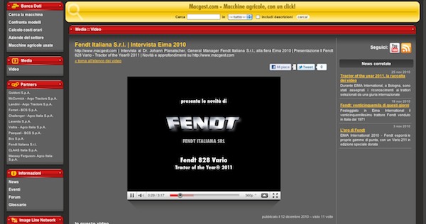 Video dedicato al trattore Fendt Vario 828 SCR - su Youtube e su Macgest