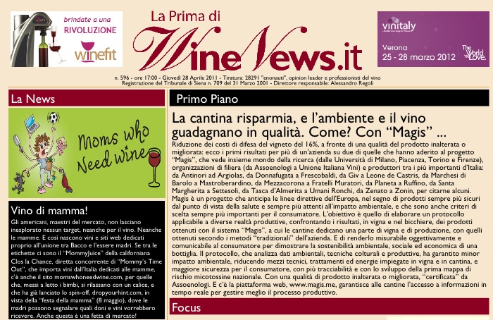Magis.me su la Prima di WineNews -28 aprile 2011