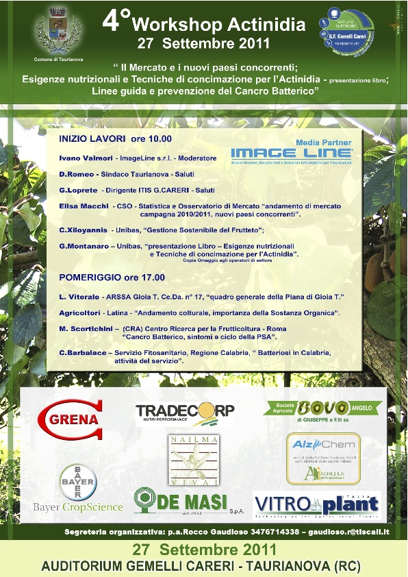 Workshop Actinidia - Kiwi - Image Line - media partner - scarica la locandina