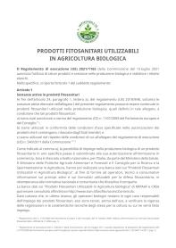 Prodotti fitosanitari utilizzabili in agricoltura biologica